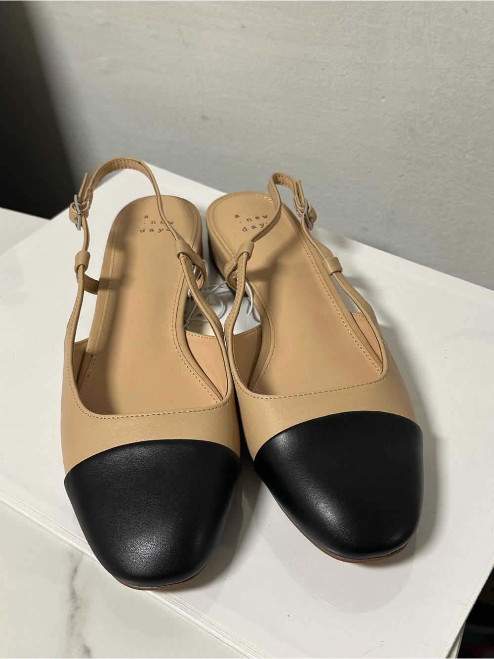 a new day Beige and Black Two-Tone Slingback Flats